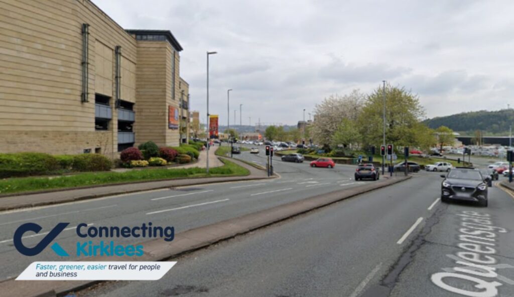 Huddersfield ring road and surrounding buildings